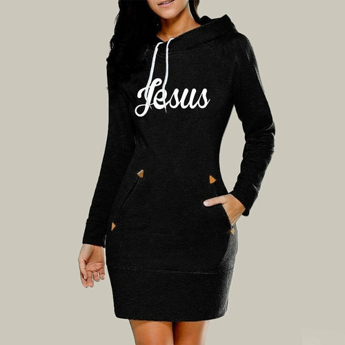 Hooded Warm Sweatshirt Long Sleeve Dress Hooded Warm Sweatshirt Long