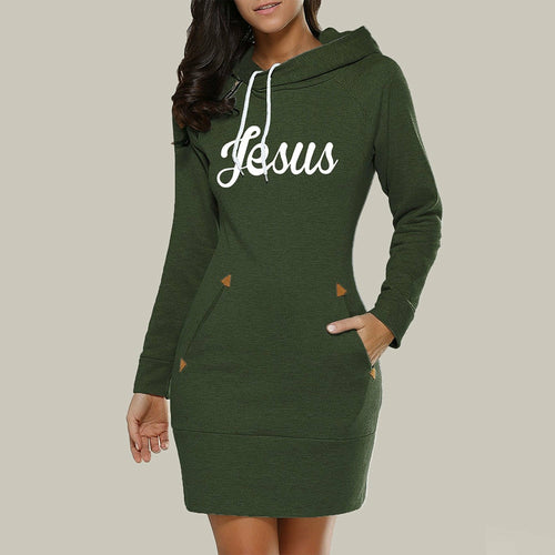 Hooded Warm Sweatshirt Long Sleeve Dress Hooded Warm Sweatshirt Long