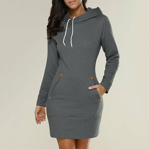 Hooded Warm Sweatshirt Long Sleeve Dress Hooded Warm Sweatshirt Long