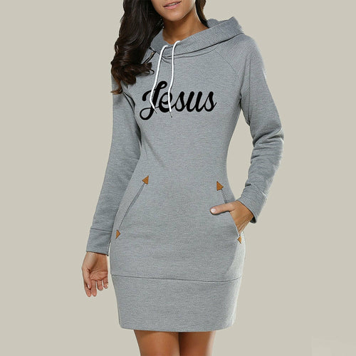 Hooded Warm Sweatshirt Long Sleeve Dress Hooded Warm Sweatshirt Long