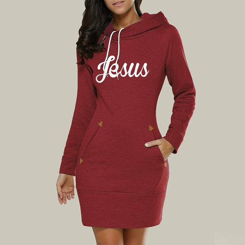 Hooded Warm Sweatshirt Long Sleeve Dress Hooded Warm Sweatshirt Long