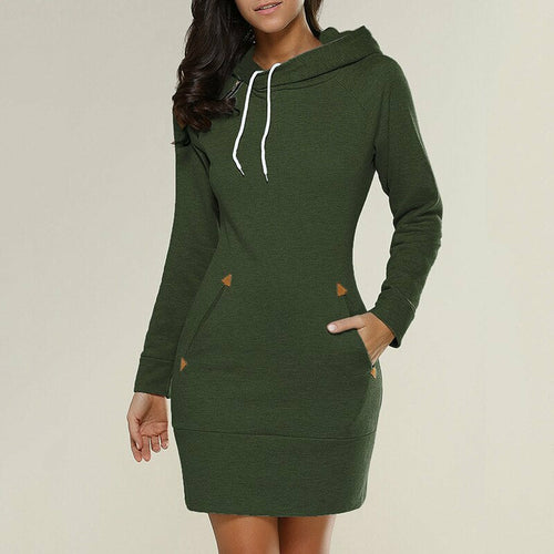 Hooded Warm Sweatshirt Long Sleeve Dress Hooded Warm Sweatshirt Long