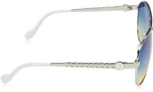 Jessica Simpson J5702 Classy Women's Metal Aviator Pilot Sunglasses with 100% UV Protection. Glam Gifts for Her, 61 mm, Silver & White