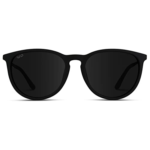 WearMe Pro Round Matte Black Sunglasses | Polarized UV Protection | Pink Mirror Sunglasses for Women | Retro Designer Style