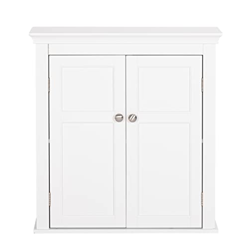 UTEX Bathroom Wall Cabinet,Bathroom Cabinet Wall Mounted with Doors and Ajustables Shelves, Wood Hanging Cabinet Over The Toilet,White