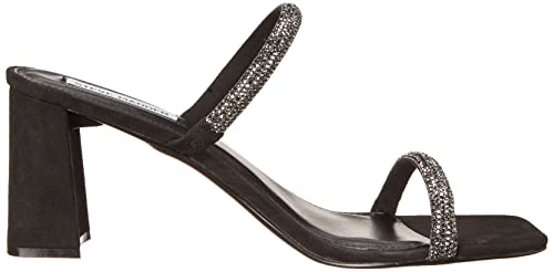 Steve Madden Women's Lilah Heeled Sandal, Black Rhinestone, 6.5