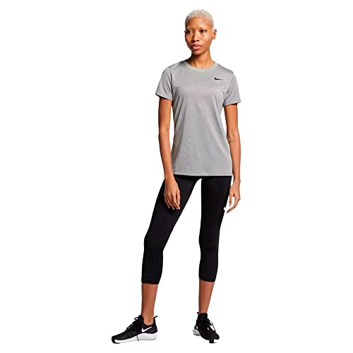 Nike Women's Dry Legend Crew Training T-Shirt (Dark Grey Heather/Black, Large)