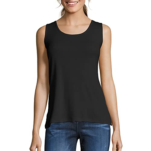 Hanes womens Cotton Tank Shirt, Black, X-Large US