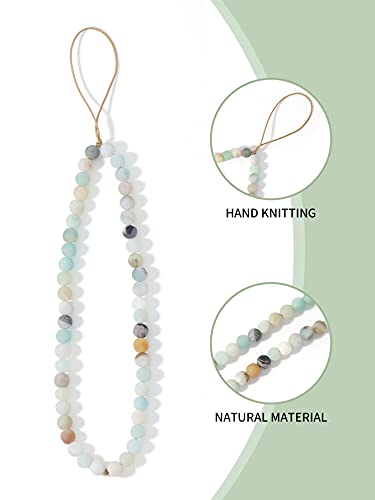 OAIITE Semi-Precious Gem Stones Beaded Phone Charm Cell Phone Lanyard Wrist Strap Handmade Natural Gemstone Phone Chain string