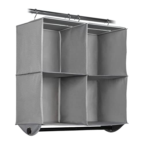 Hanging Closet Organizers with 4 Shelves - Closet Storage and RV Closet Organizer - Grey with Black Metal Rod - 24” W x 12” D x 29-1/2” H - Perfect for College Dorms