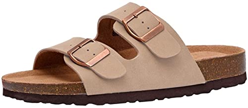 CUSHIONAIRE Women's, Lane Slide Sandals Taupe 8.5 M