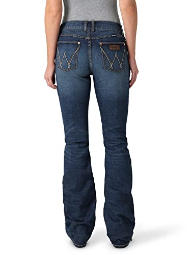 Wrangler Women's Retro Mae Rise Stretch Boot Cut Jean, Mid Wash, 9W x 32L