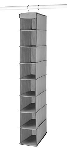 Whitmor Hanging Shoe Shelves - 8 Section - Closet Organizer - Grey