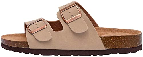 CUSHIONAIRE Women's, Lane Slide Sandals Taupe 8.5 M