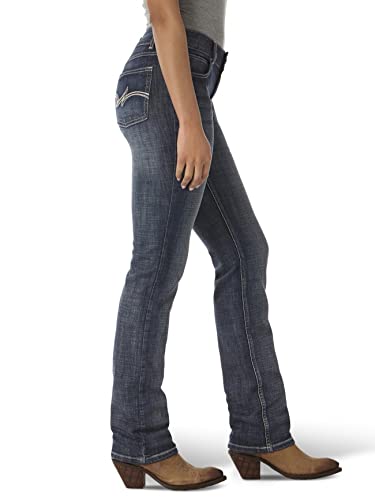 Wrangler womens Western Mid Rise Stretch Straight Leg Jeans, Dark Indigo, 1-Sep US