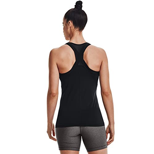 Under Armour Women's HeatGear Armour Racer Tank , Black (001)/Metallic Silver , Medium