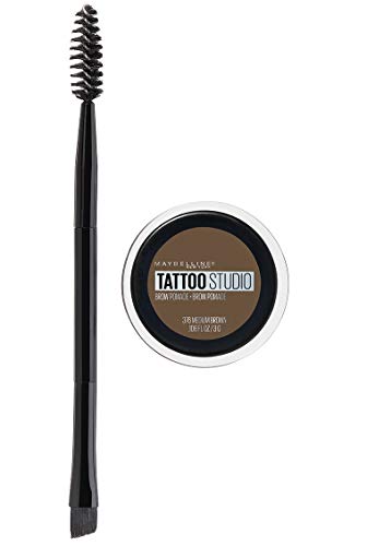 Maybelline TattooStudio Brow Pomade Long Lasting, Buildable, Eyebrow Makeup, Medium Brown, 1 Count