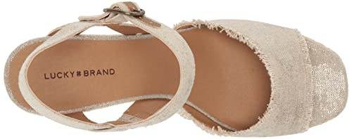 Lucky Brand Women's MINDRA Espadrille Wedge Sandal, natural/plat, 9 M US