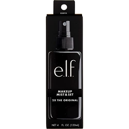 e.l.f. Makeup Mist & Set - Large Lightweight, Long Lasting, All-Day Wear Revitalizes, Refreshes, Hydrates, Soothes Infused with Aloe, Green Tea and Cucumber 4.1 Fl Oz