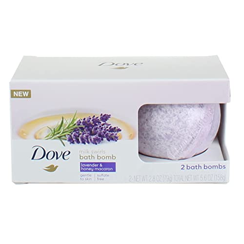 Dove Bath Bomb Milk Swirls Lavender & Honey Macaroon, 2 Pieces, Total Weight 5.6 oz