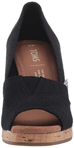 TOMS Women's Classic Espadrille Wedge Sandal, Black Scattered Woven, 8