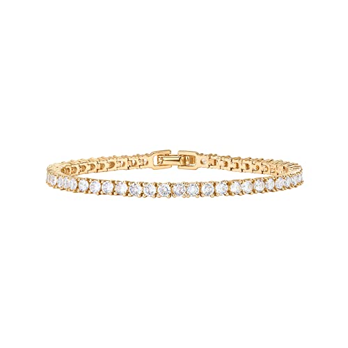 PAVOI 14K Gold Plated Cubic Zirconia Classic Tennis Bracelet | Yellow Gold Bracelets for Women | 6.5 Inches