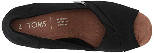 TOMS Women's Classic Espadrille Wedge Sandal, Black Scattered Woven, 8