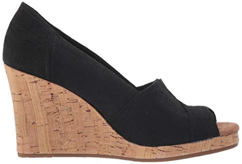 TOMS Women's Classic Espadrille Wedge Sandal, Black Scattered Woven, 8