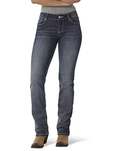 Wrangler womens Western Mid Rise Stretch Straight Leg Jeans, Dark Indigo, 1-Sep US
