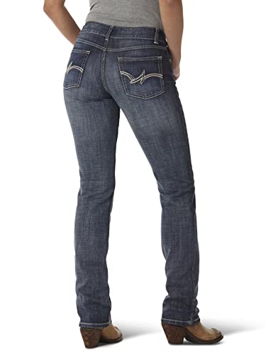 Wrangler womens Western Mid Rise Stretch Straight Leg Jeans, Dark Indigo, 1-Sep US