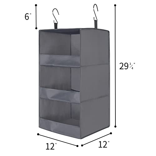 GRANNY SAYS 3-Shelf Closet Hanging Organizers, Foldable Hanging Closet Shelves, Hanging Organizers for Locker & Camper, Gray, 2-Pack