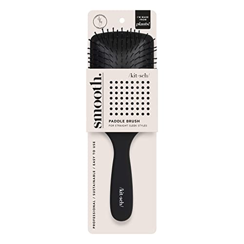 Kitsch Paddle Brush for Thick Hair/Thin Hair | Styling Brush | Holiday Gift Nylon Bristle Hair Brush for Women | Detangling Hair Brush for Curly & Straight Hair | Black Hair Brush | Anti-Frizz