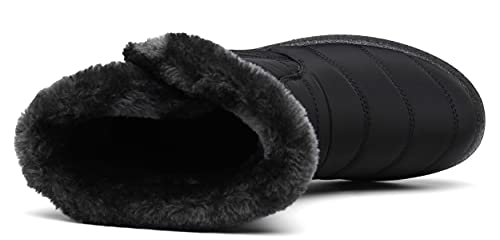 Hsyooes Womens Warm Fur Lined Winter Snow Boots Waterproof Ankle Boots Outdoor Booties Comfortable Shoes for Women,Black,7 M US=Label Size 38