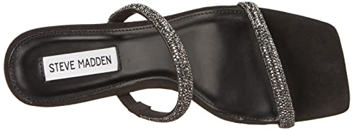 Steve Madden Women's Lilah Heeled Sandal, Black Rhinestone, 6.5