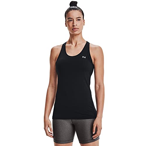 Under Armour Women's HeatGear Armour Racer Tank , Black (001)/Metallic Silver , Medium