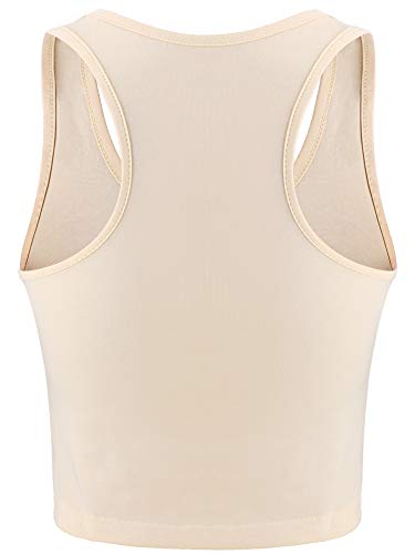 Boao 4 Pieces Basic Crop Tank Tops Sleeveless Racerback Crop Top for Women(Black, White, Light Grey, Beige,Medium)