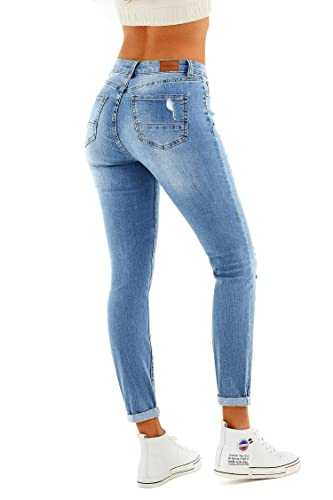 RHODANTHE Women's Ripped Boyfriend Jeans Stretch Skinny Trendy Jean Women Straight Distressed Jeans