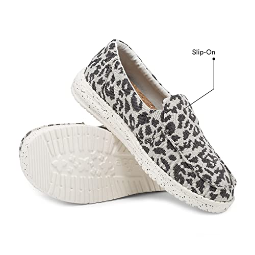 Hey Dude Women's Misty Woven Cheetah Grey Size 8 | Women’s Loafers | Women’s Slip On Shoes | Comfortable & Light-Weight