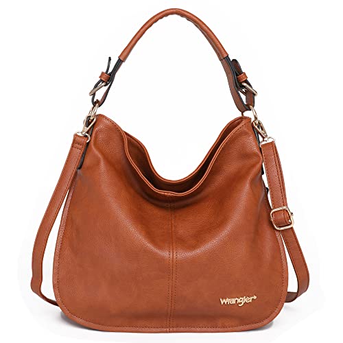 Montana West Wrangler Purses and Handbags for Women Hobo Bags Vegan Leather Crossbody Shoulder Bags Women Tote Bags WG16-1022BR Brown