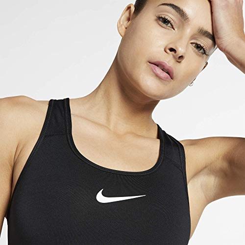 Women's Nike Swoosh Sports Bra, Sports Bra for Women with Compression & Medium Support, Black/White, XL