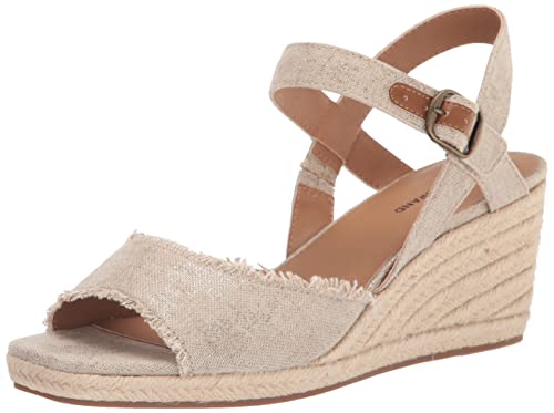 Lucky Brand Women's MINDRA Espadrille Wedge Sandal, natural/plat, 9 M US