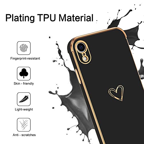 BENTOBEN iPhone XR Case, iPhone XR Phone Case, Cute Heart Pattern Slim Soft Flexible Shockproof TPU Bumper Protective Women Girls Boys Men Non-Slip Lightweight Cover for iPhone XR 6.1 Inch 2018, Black