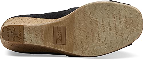 TOMS Women's Classic Espadrille Wedge Sandal, Black Scattered Woven, 8