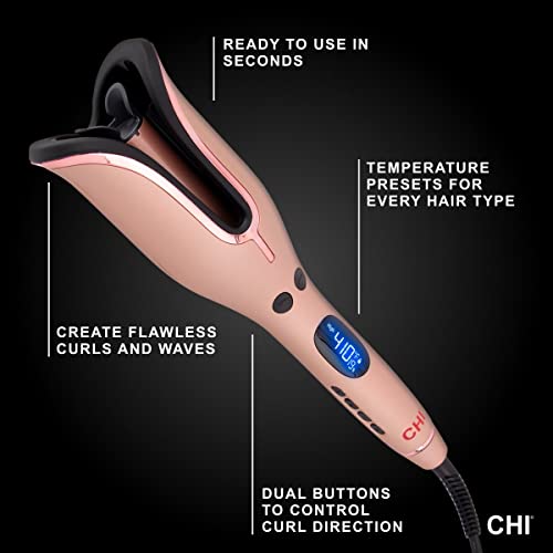 CHI Spin N Curl Special Edition Rose Gold Hair Curler 1". Ideal for Shoulder-Length Hair between 6-16” inches.