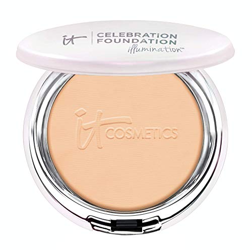 IT Cosmetics Celebration Foundation Illumination, Medium (W) - Full-Coverage, Anti-Aging Powder Foundation - Blurs Pores, Wrinkles & Imperfections - 0.3 oz Compact