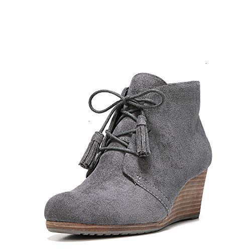 Dr. Scholl's Shoes womens Dakota Ankle Boot, Dark Grey Microfiber Suede, 10 Wide US