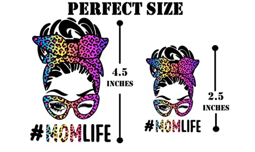 MOM Life Stickers Decals 2 PCS 2OWLS Decals Mom Life Decal Vinyl Car Sticker Vans Truck stickers for water bottles decals|4.5 x 3.15 inches | MOM LIFE Sticker Decal Vinyl for Cars water bottles trucks vans electronics |Rainbow Cheetah Print stickers Anima