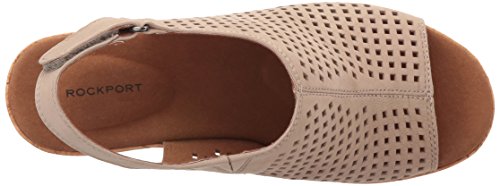 Rockport womens Briah Perf Sling Wedge Sandal, Taupe Leather, 7.5 US