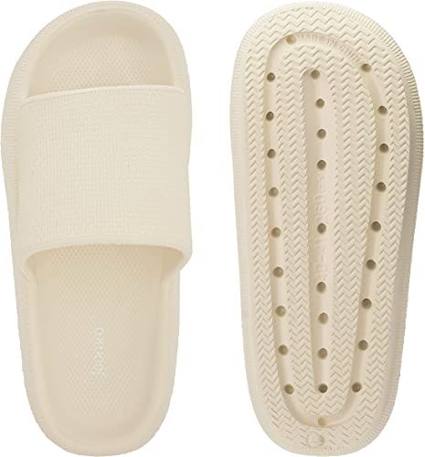 Joomra Unisex Shower Slides Slippers for Women Mens Massage Foam Nude Cloud Cushion Non-Slip Female Pillow House Pool Beach Spa House Garden Sandals for Ladies Male Sandles Beige 44-45