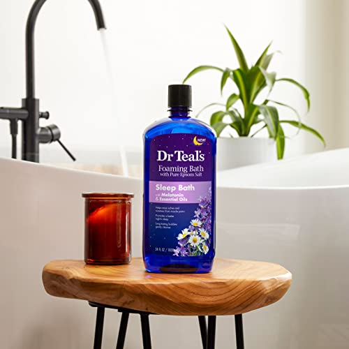 Dr Teal's Foaming Bath with Pure Epsom Salt, Melatonin Sleep Soak with Essential Oil Blend, 34 fl oz (Pack of 4)